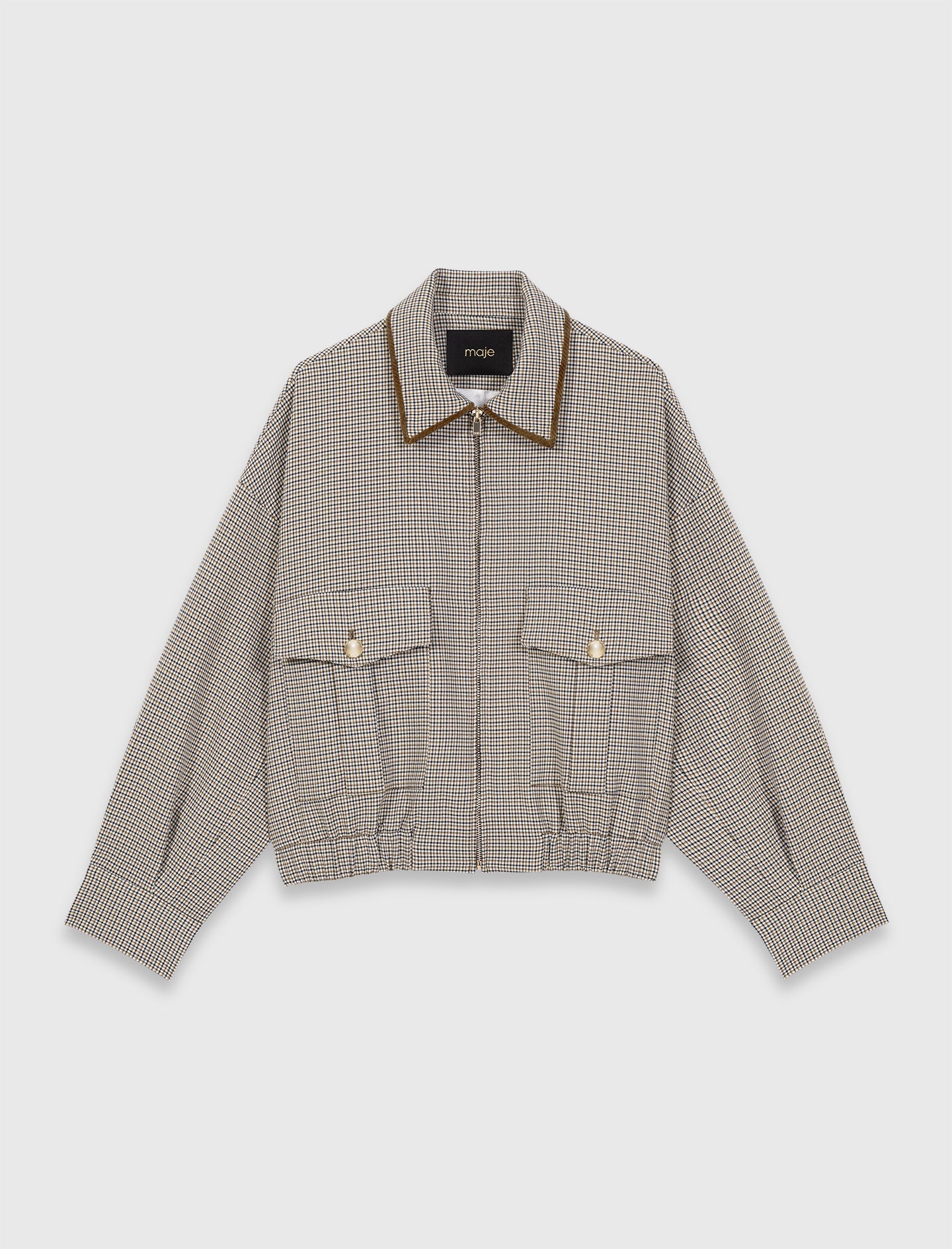 Checked Bomber Jacket BROWN CHECKS