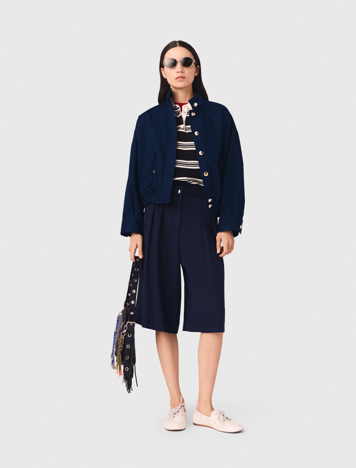 Cotton Bomber Jacket Navy