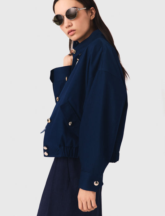 Cotton Bomber Jacket Navy
