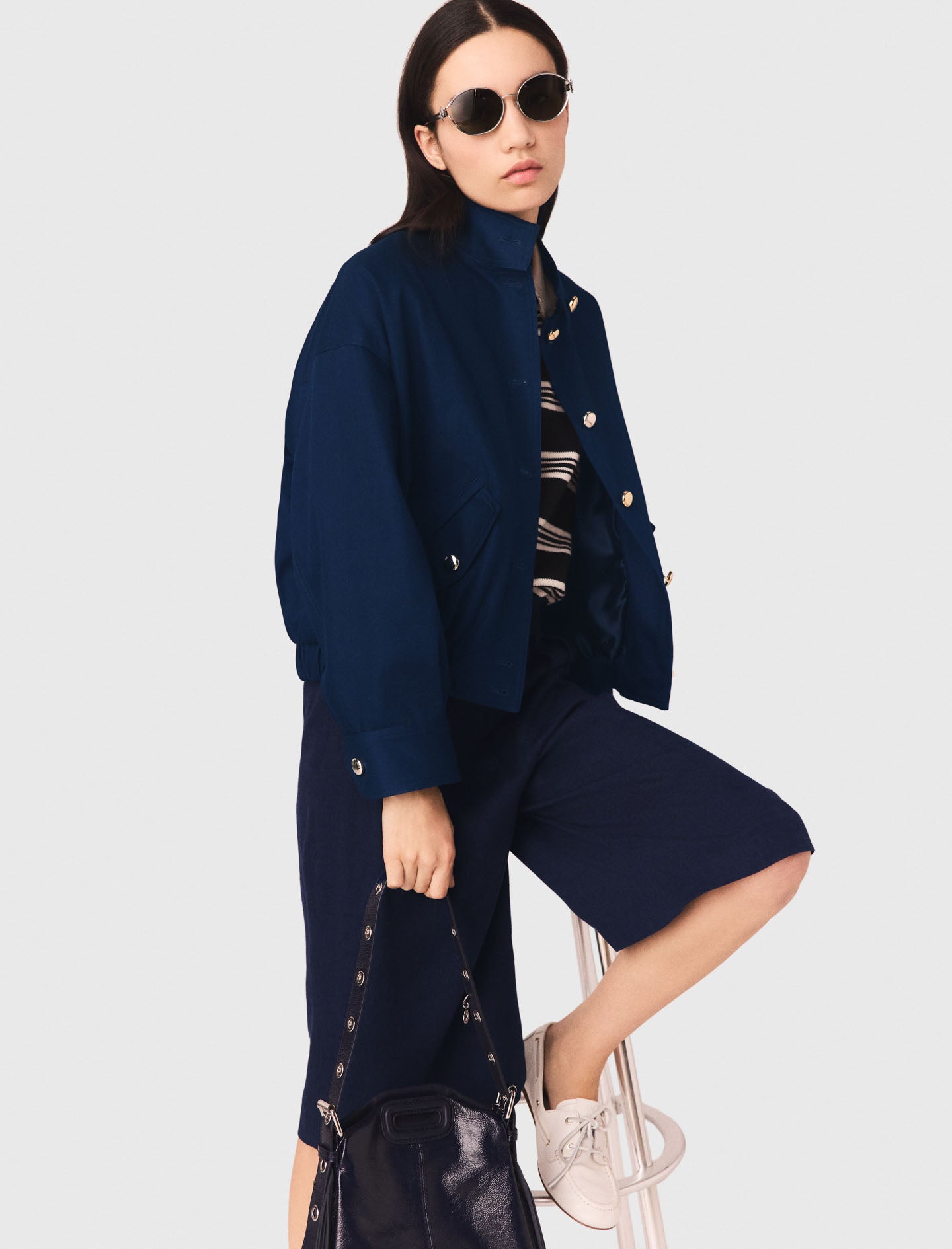 Cotton Bomber Jacket Navy