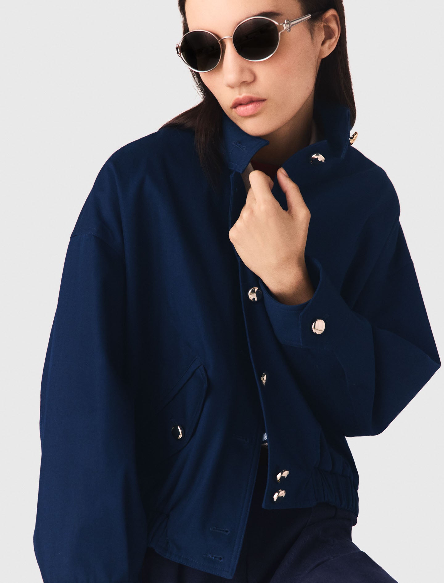 Cotton Bomber Jacket Navy