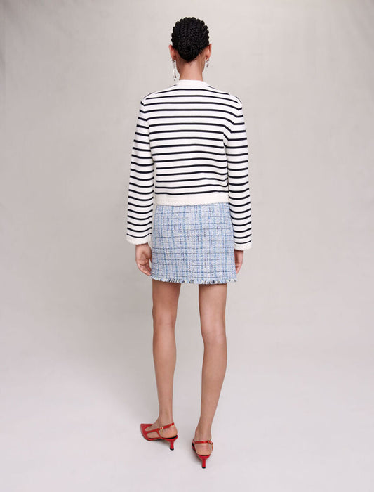 Navy / Ecru   STRIPED KNIT CARDIGAN