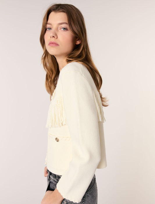 Ecru Rhinestone Detail Cardigan