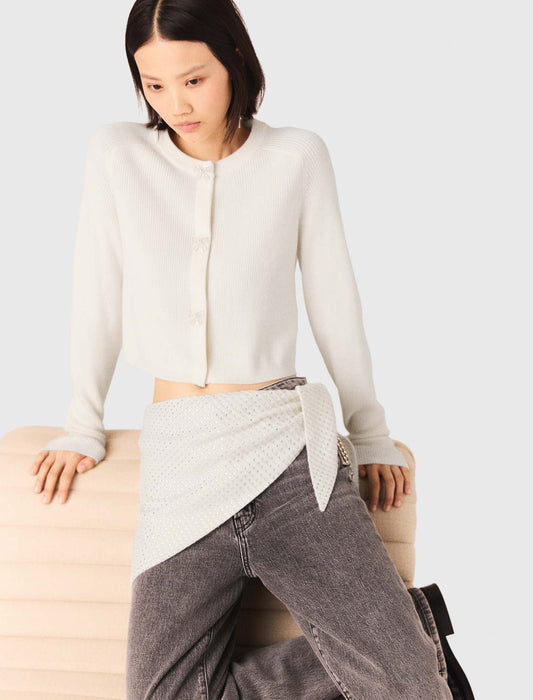 كارديغان بأزرار على شكل فيونكا لون بيج