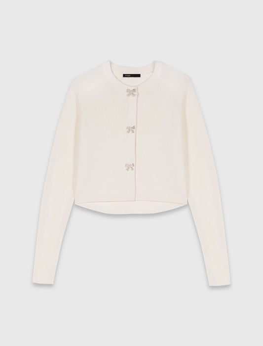 كارديغان بأزرار على شكل فيونكا لون بيج