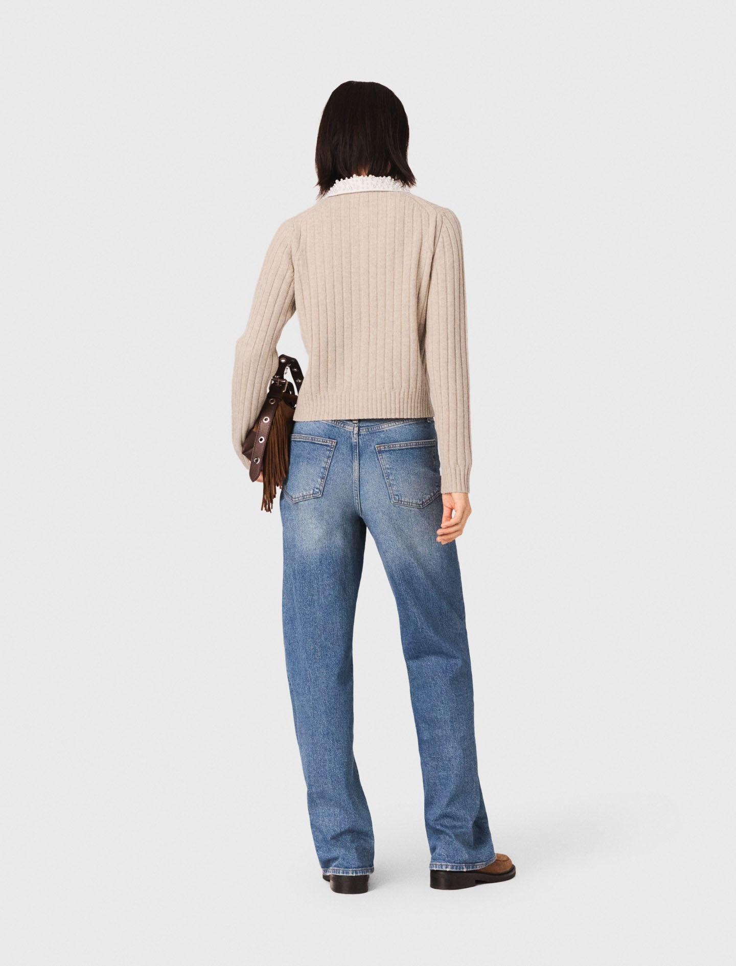 كارديغان بياقة قابلة للإزالة مزينة بالخرز 