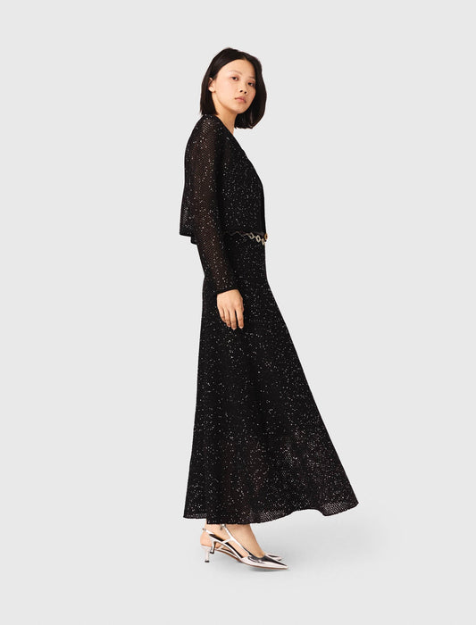 Rhinestone Knit Cardigan Black