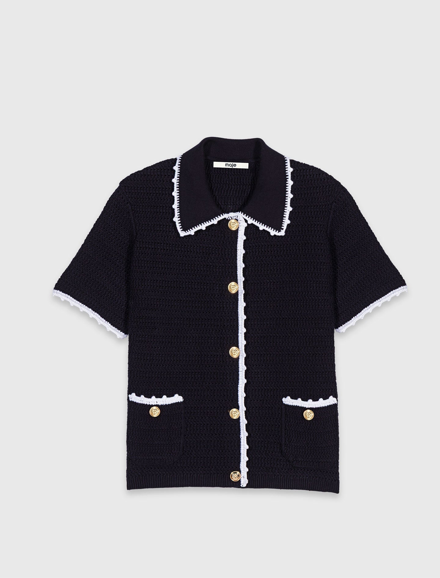 Cardigan with crochet trim Navy