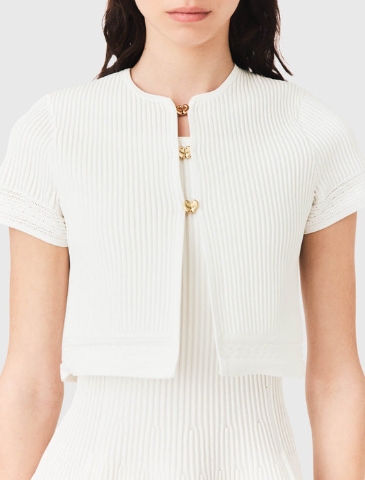 Short-sleeved cardigan White
