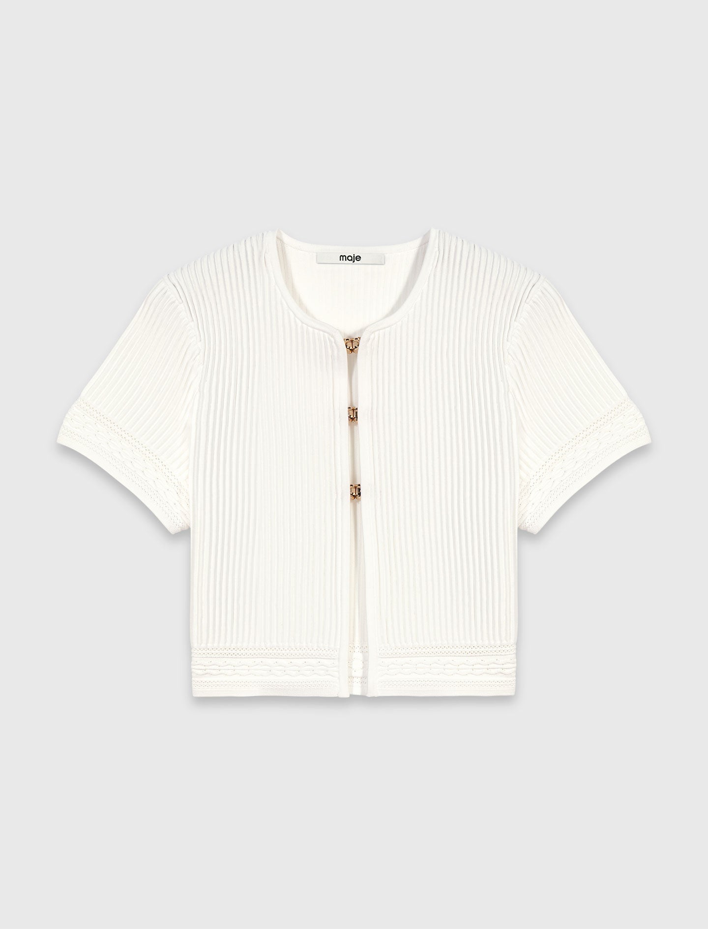 Short-sleeved cardigan White