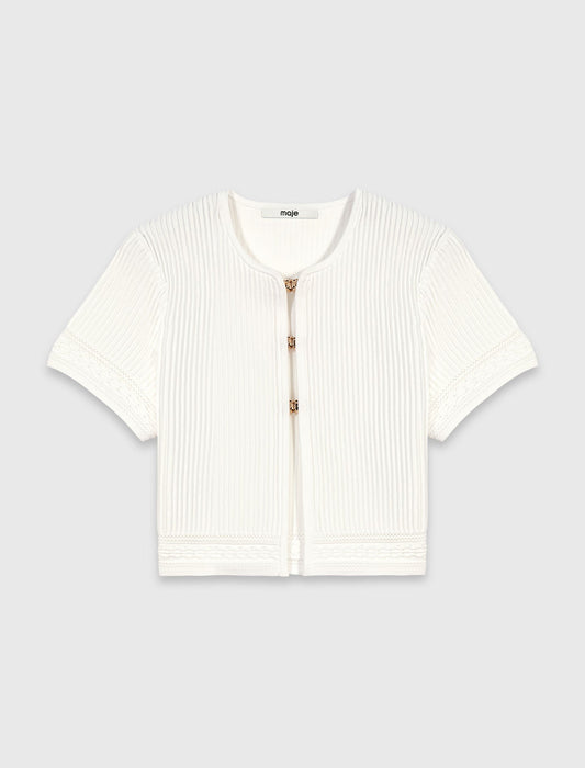 Short-sleeved cardigan White