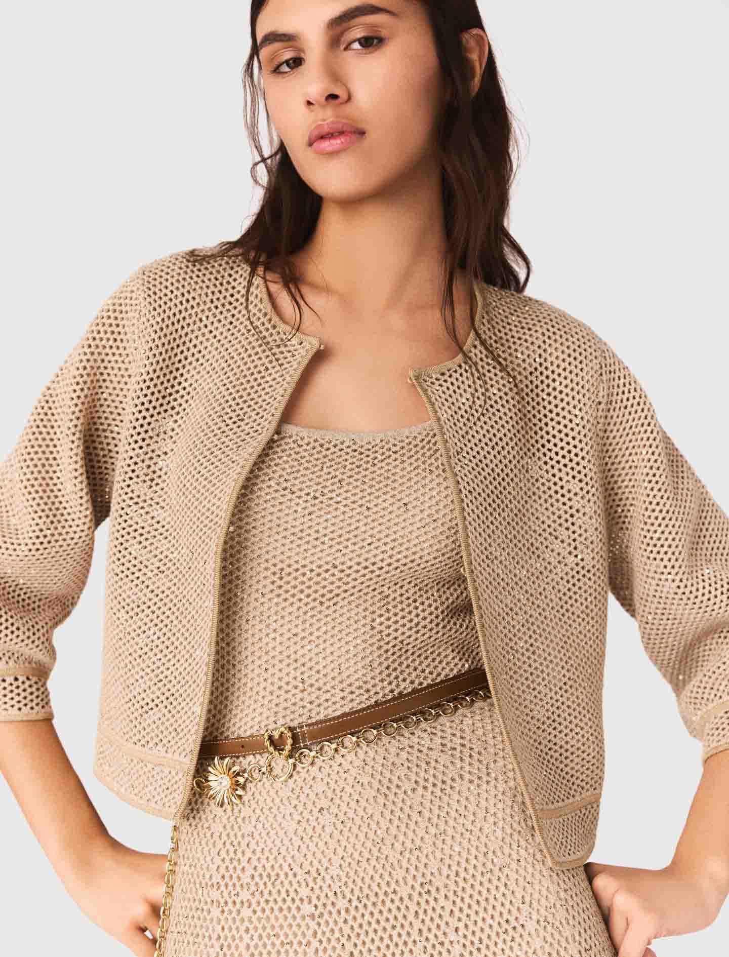 Rhinestone knit cardigan