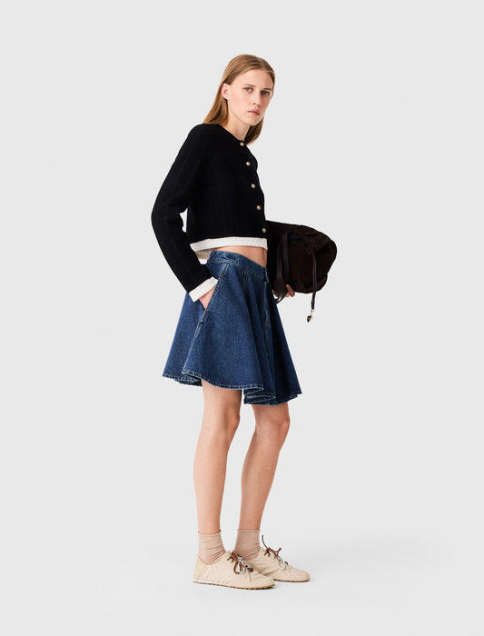 Cardigan with contrast band Black