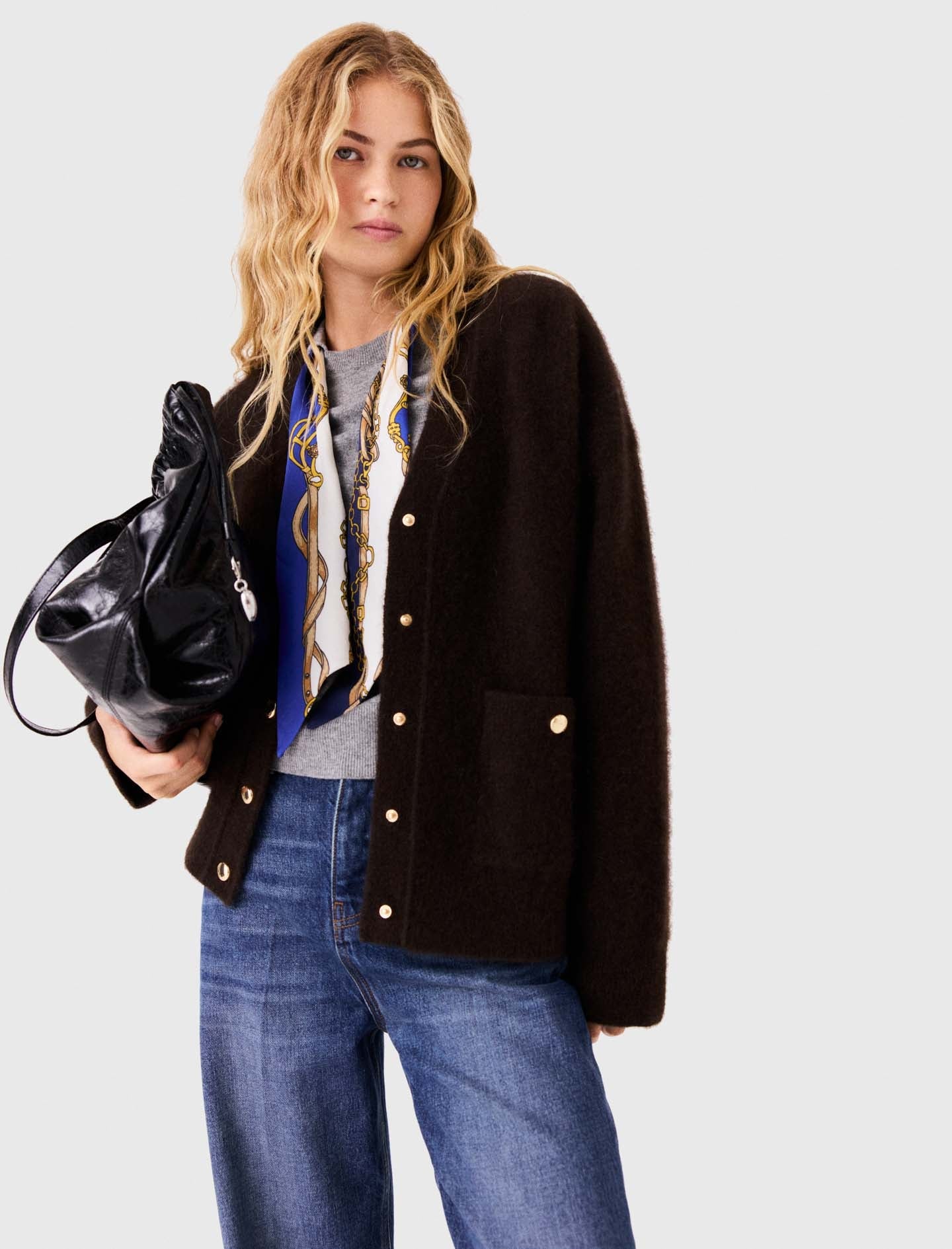 Long yak cardigan Dark Brown