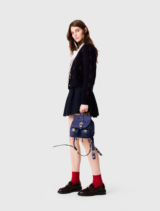 Embroidered cherry cardigan Navy