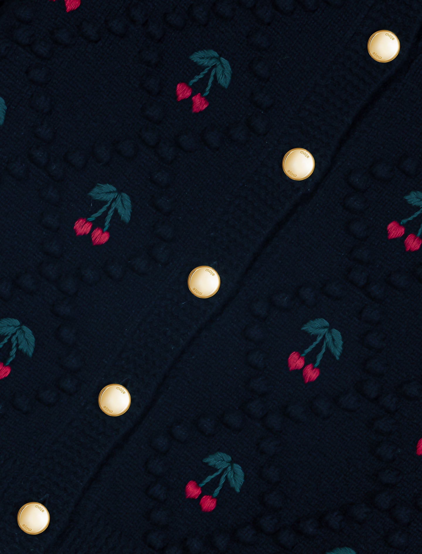 Embroidered cherry cardigan Navy