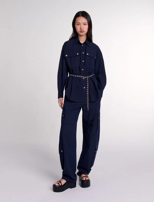 Navy featured-Belted long shirt