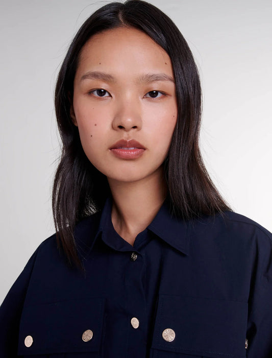 Navy  -Belted long shirt