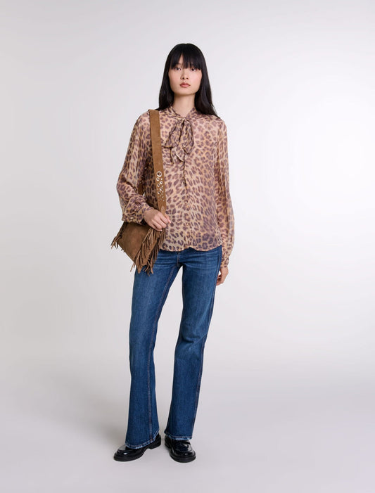 Leopard Print featured-Patterned Pussy Bow Shirt