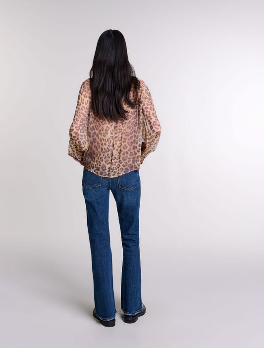 Leopard Print  -Patterned Pussy Bow Shirt