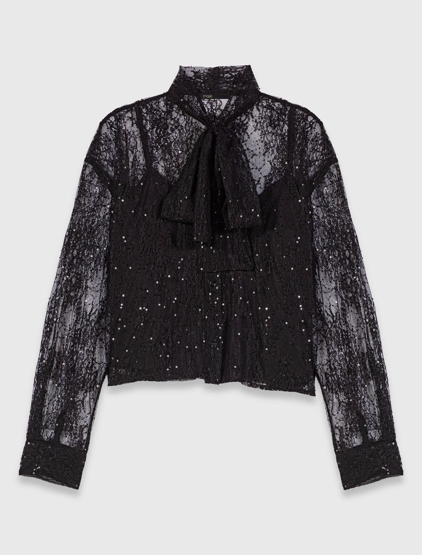 mfpcm00698 lace pussy bow shirt black