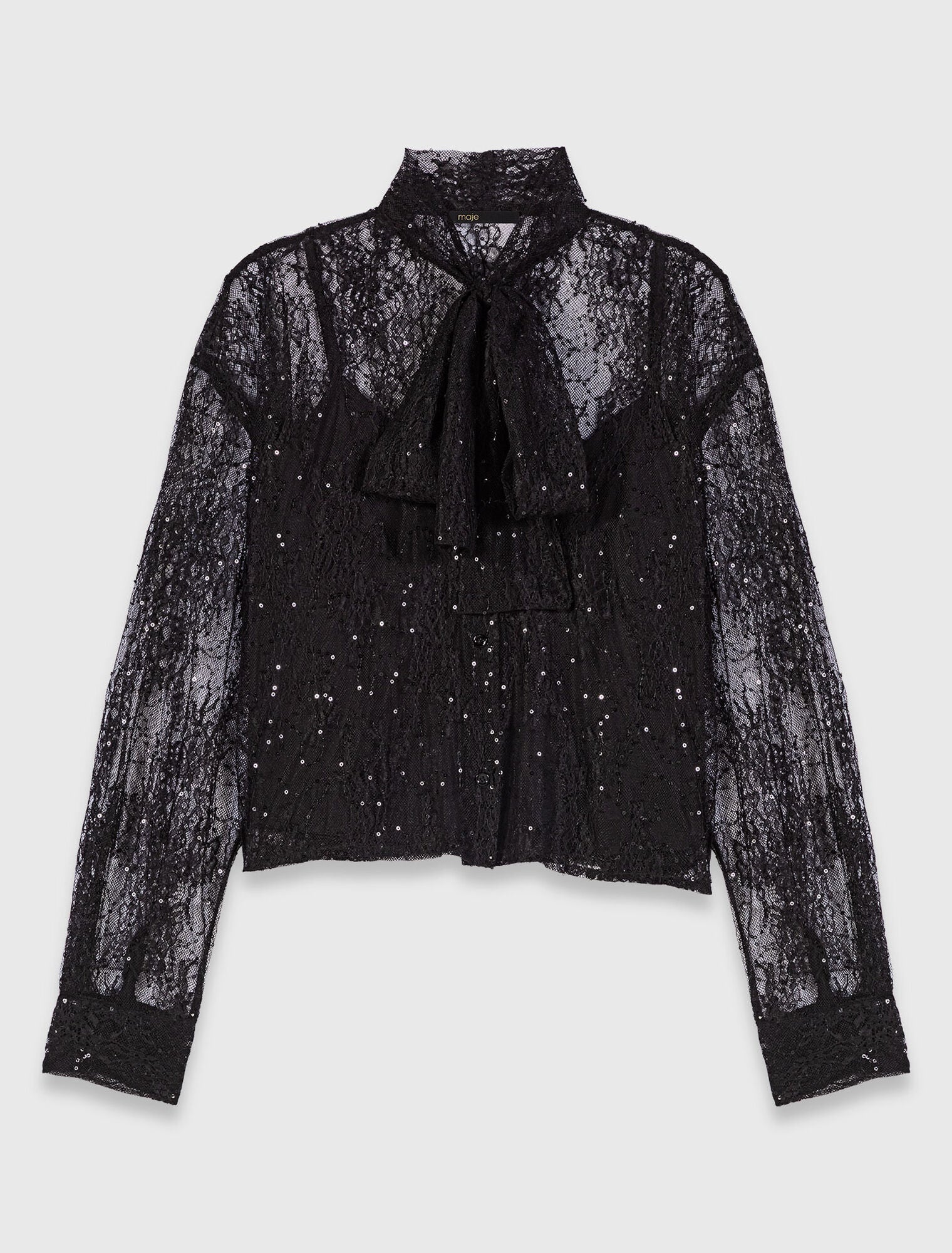 mfpcm00698 lace pussy bow shirt black