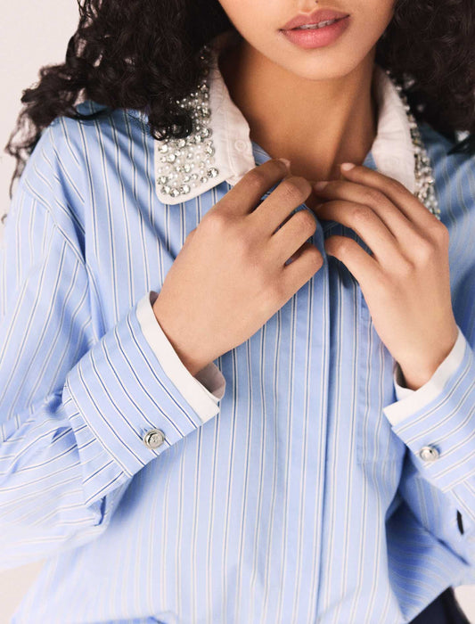 Shirt With Removable Jewel Collar SKY