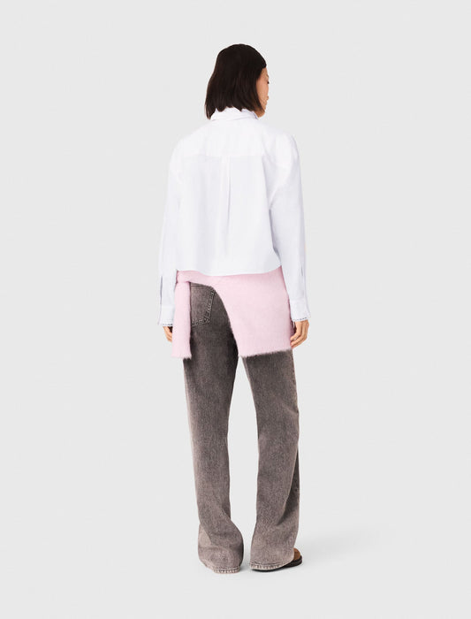 قميص أبيض بياقة كروشيه