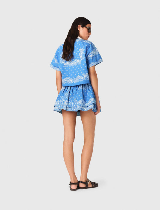 Contrast collar printed shirt Sky Blue Bandana Print
