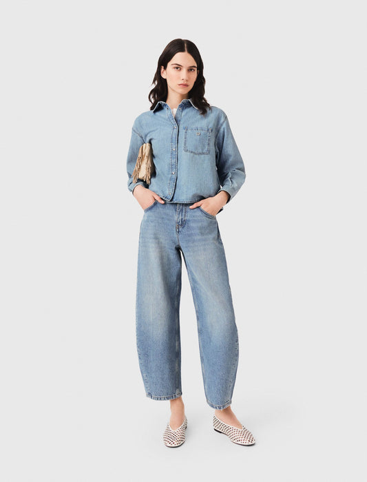 Denim shirt with logo Blue