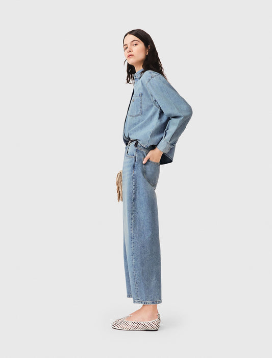 Denim shirt with logo Blue