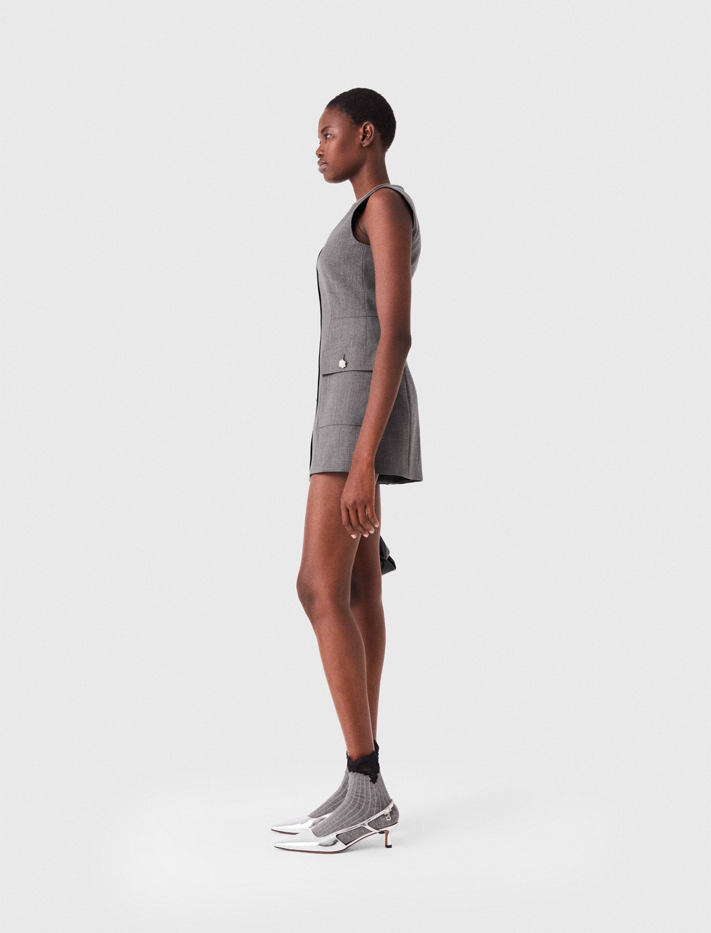 Jewel button tailored jumpsuit Grey
