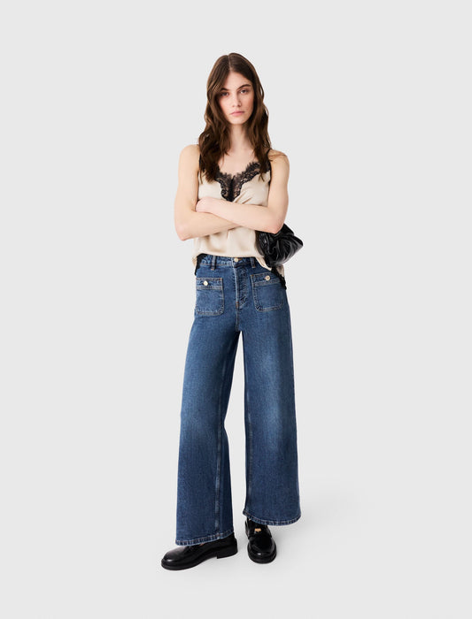 Wide-leg jeans with patch pockets Blue
