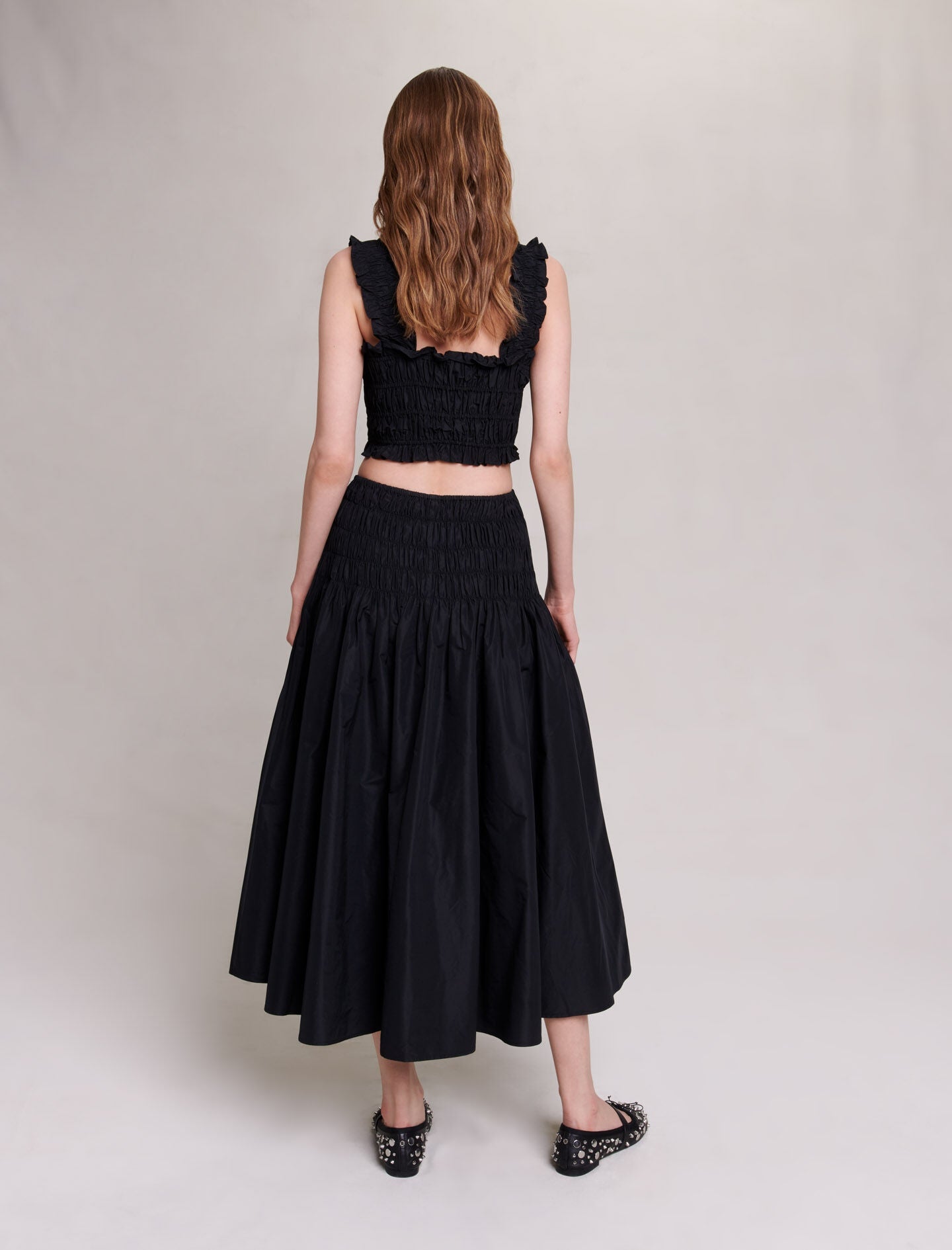 Black  -smocked maxi skirt