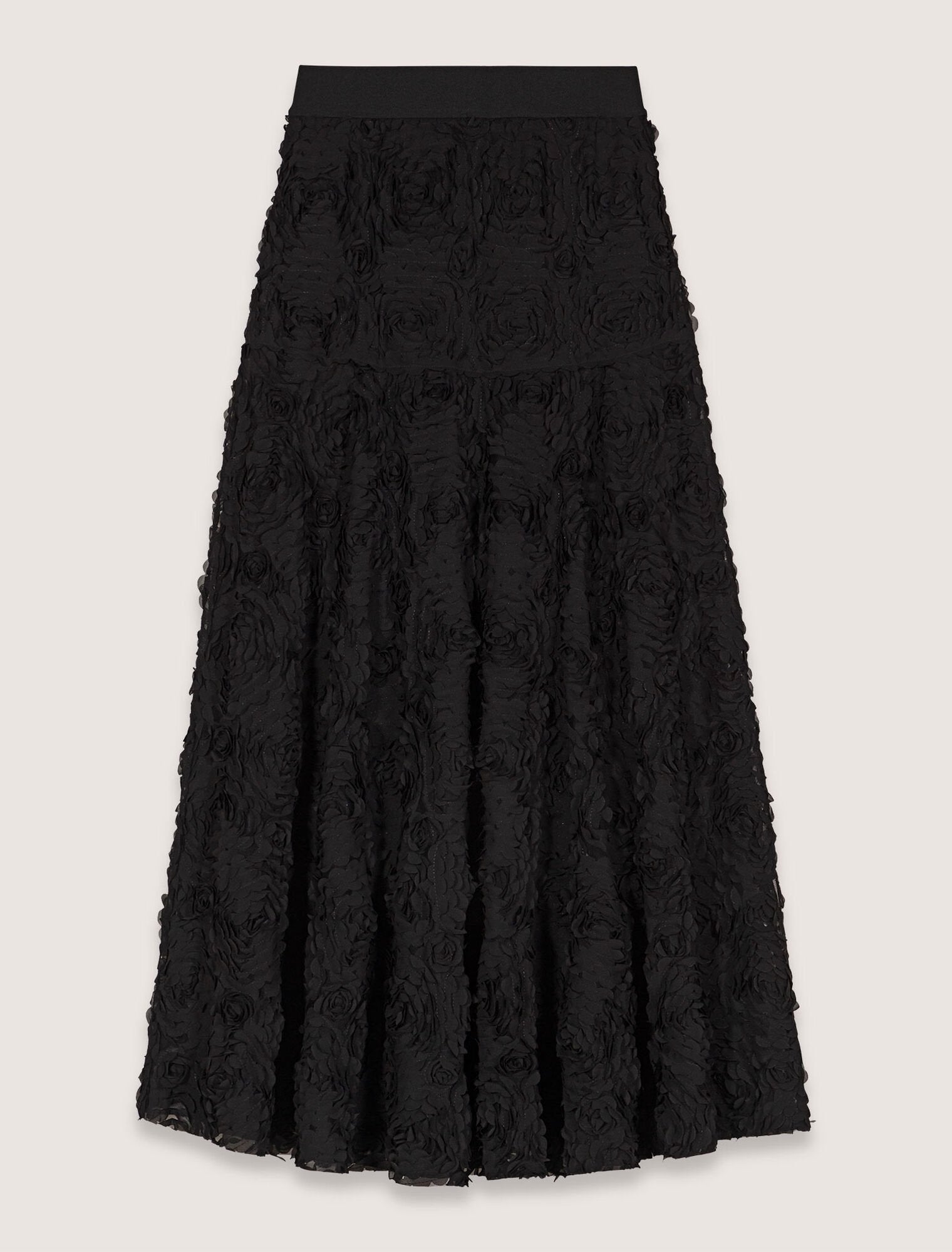 Black Long embroidered skirt