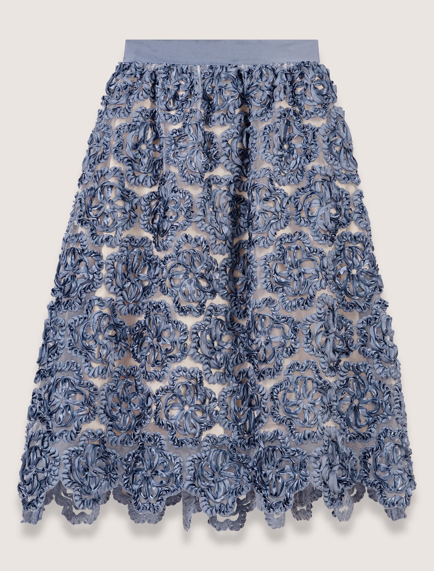Blue-Floral organza maxi skirt