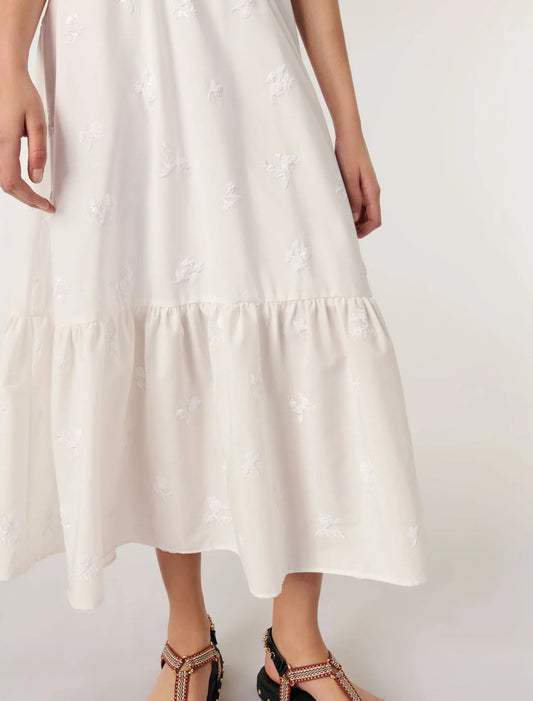 White-Long embroidered skirt