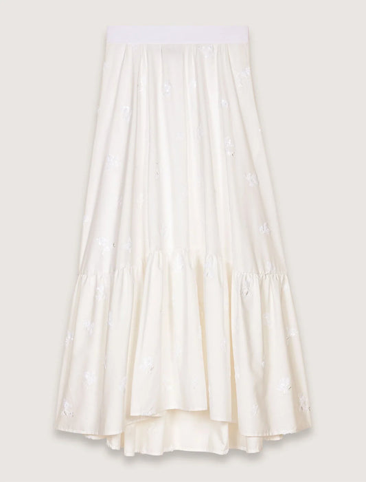 White-Long embroidered skirt