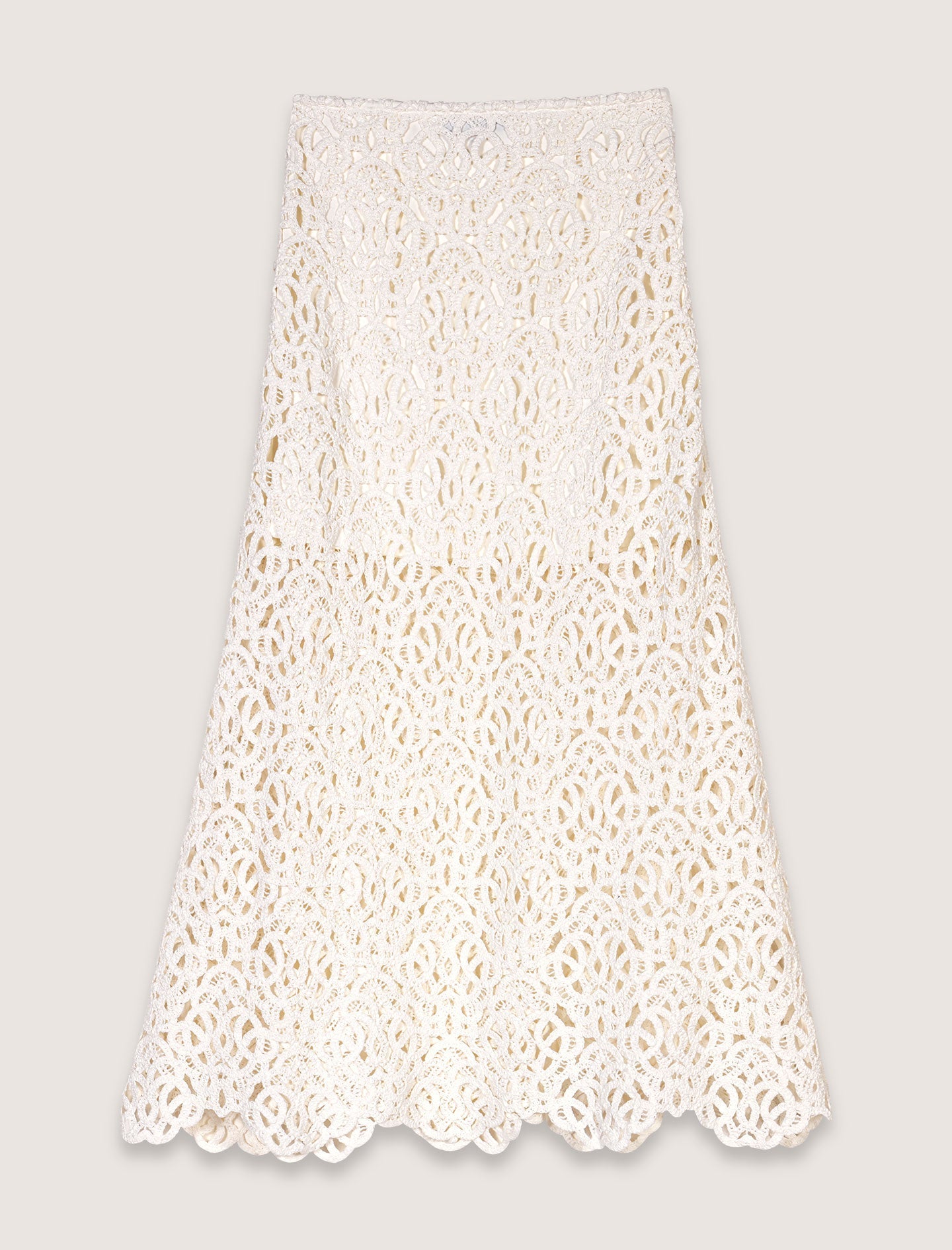 Ecru-Long crochet skirt