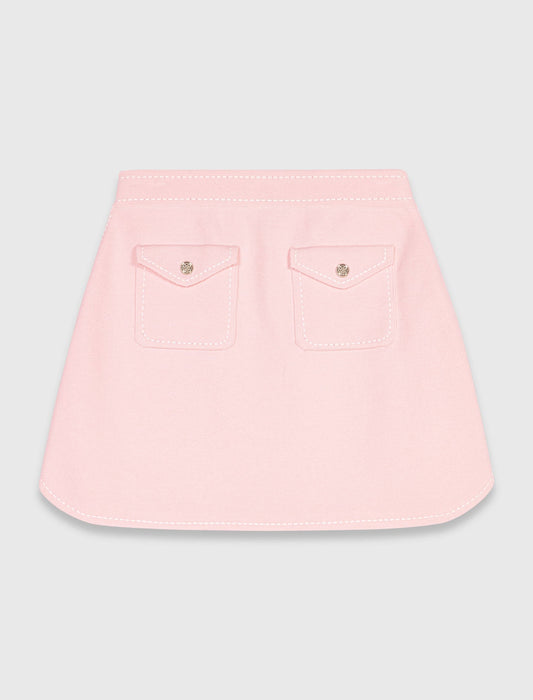 Short topstitched knit skirt