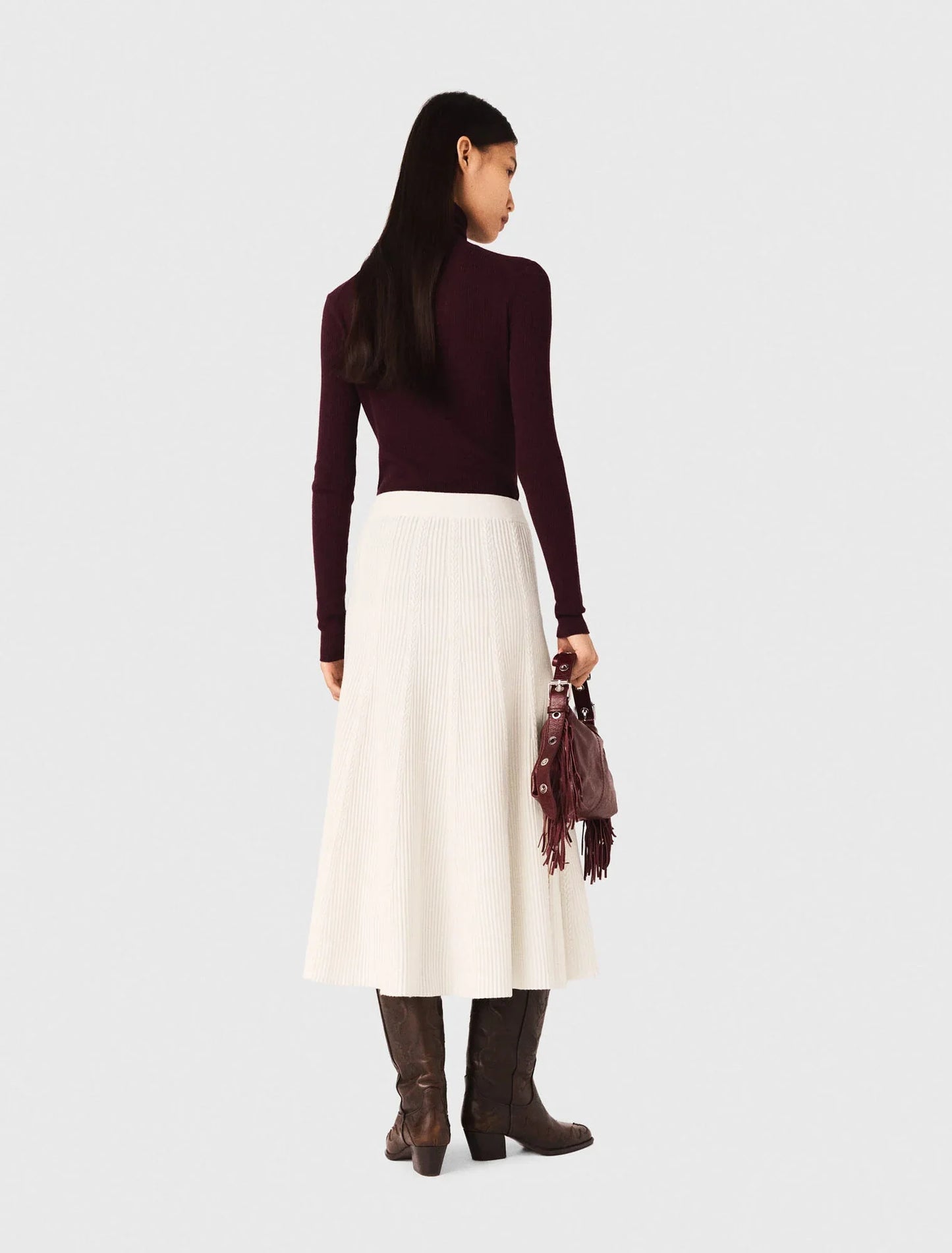 mfpju01530 long knit skirt ecru