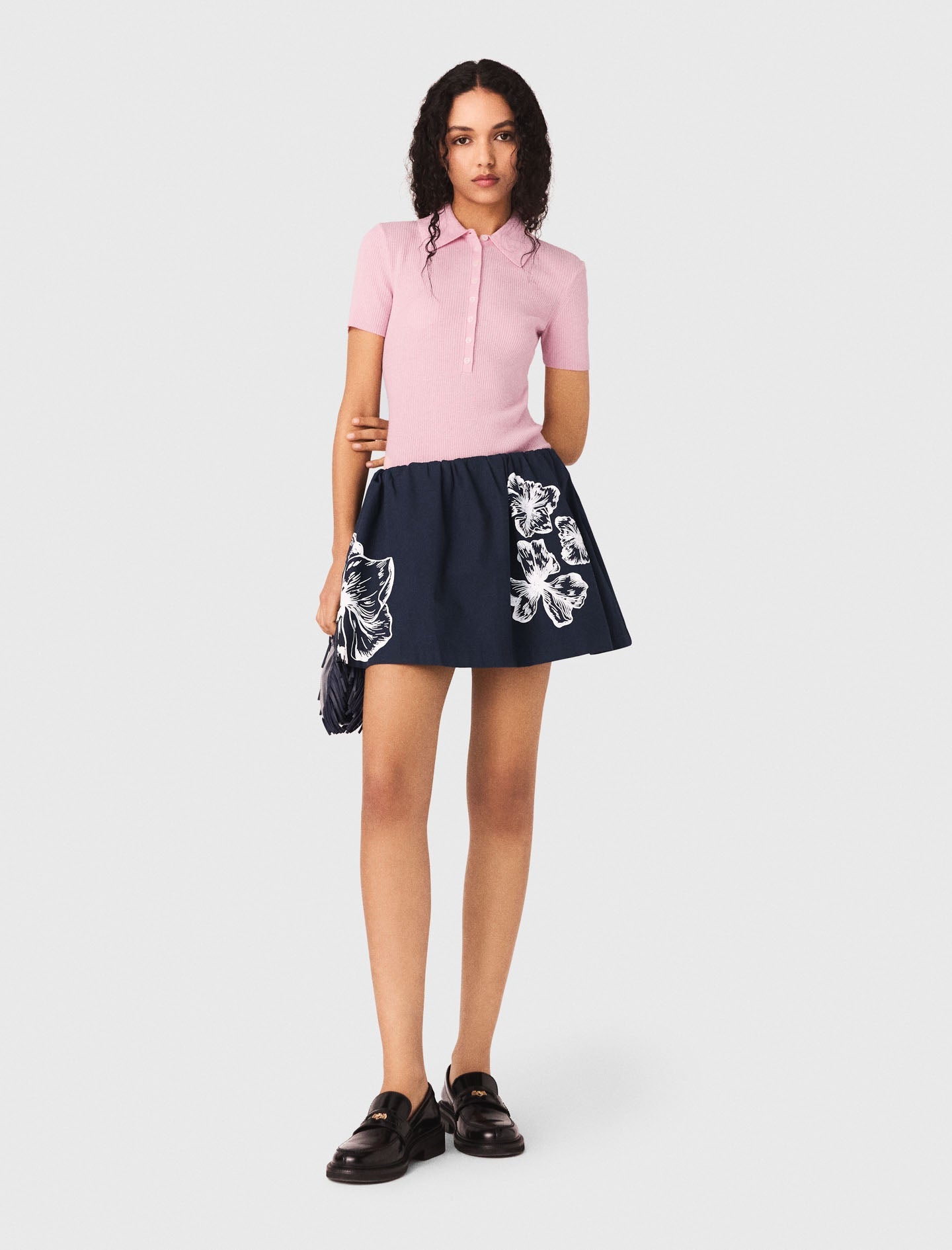Short cotton skirt NAVY