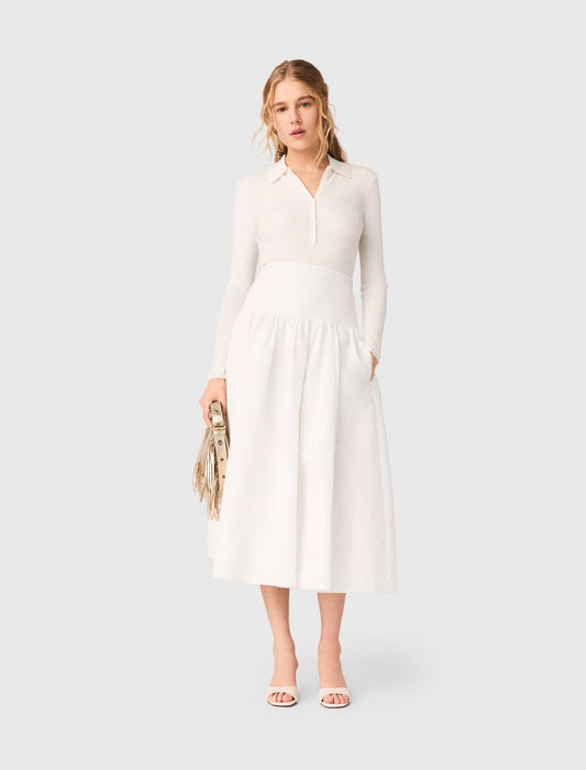 Long Taffeta Skirt White