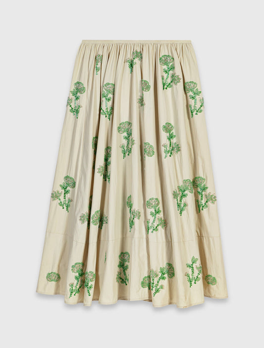Embroidered Technical Skirt Beige
