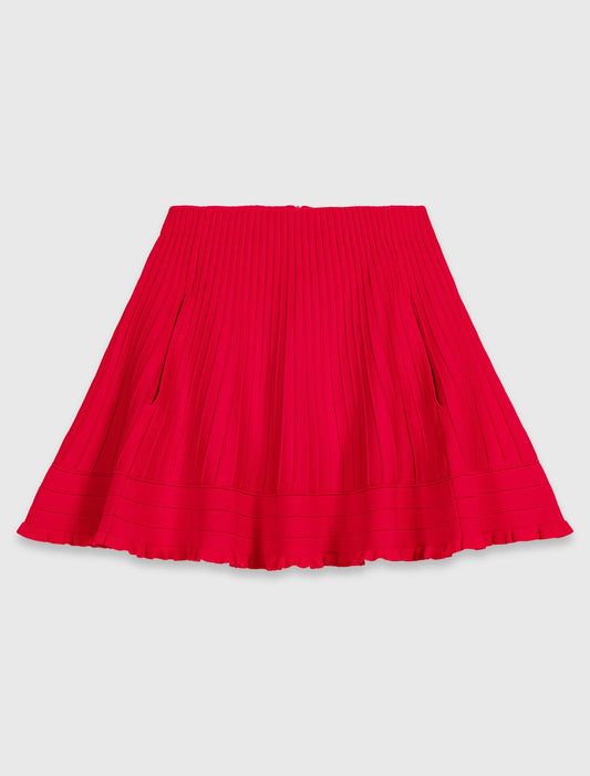 Compact Knit Short Skirt Red