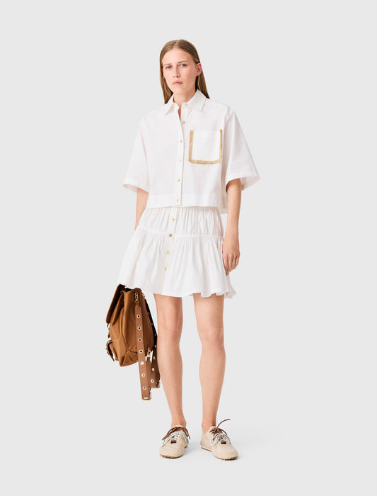 Cotton skirt with gold buttons White