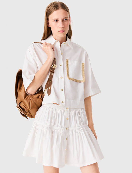Cotton skirt with gold buttons White