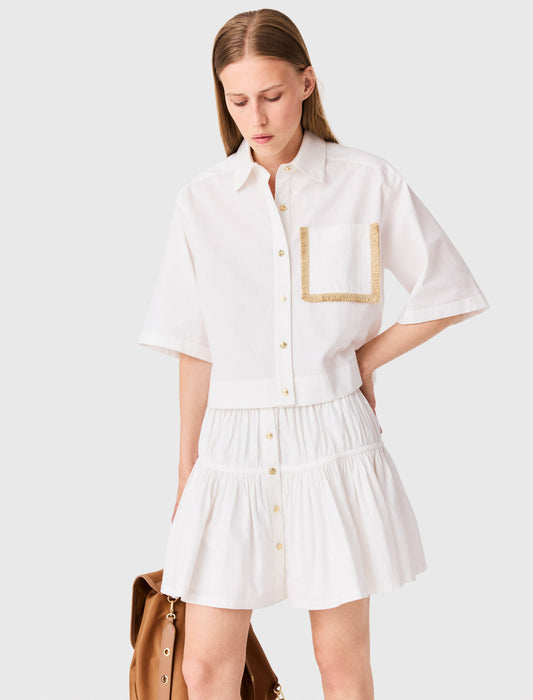 Cotton skirt with gold buttons White