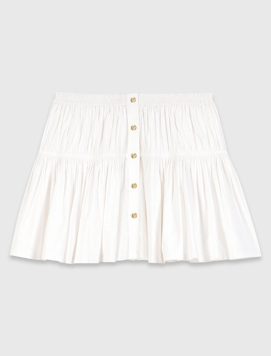 Cotton skirt with gold buttons White