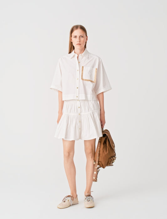 Cotton skirt with gold buttons White